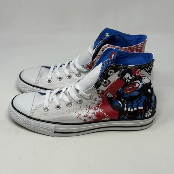 Converse All Star Hi DC Comics Superman Shoes Mens 8 Womens 10 White Red Graphic - Picture 6 of 15